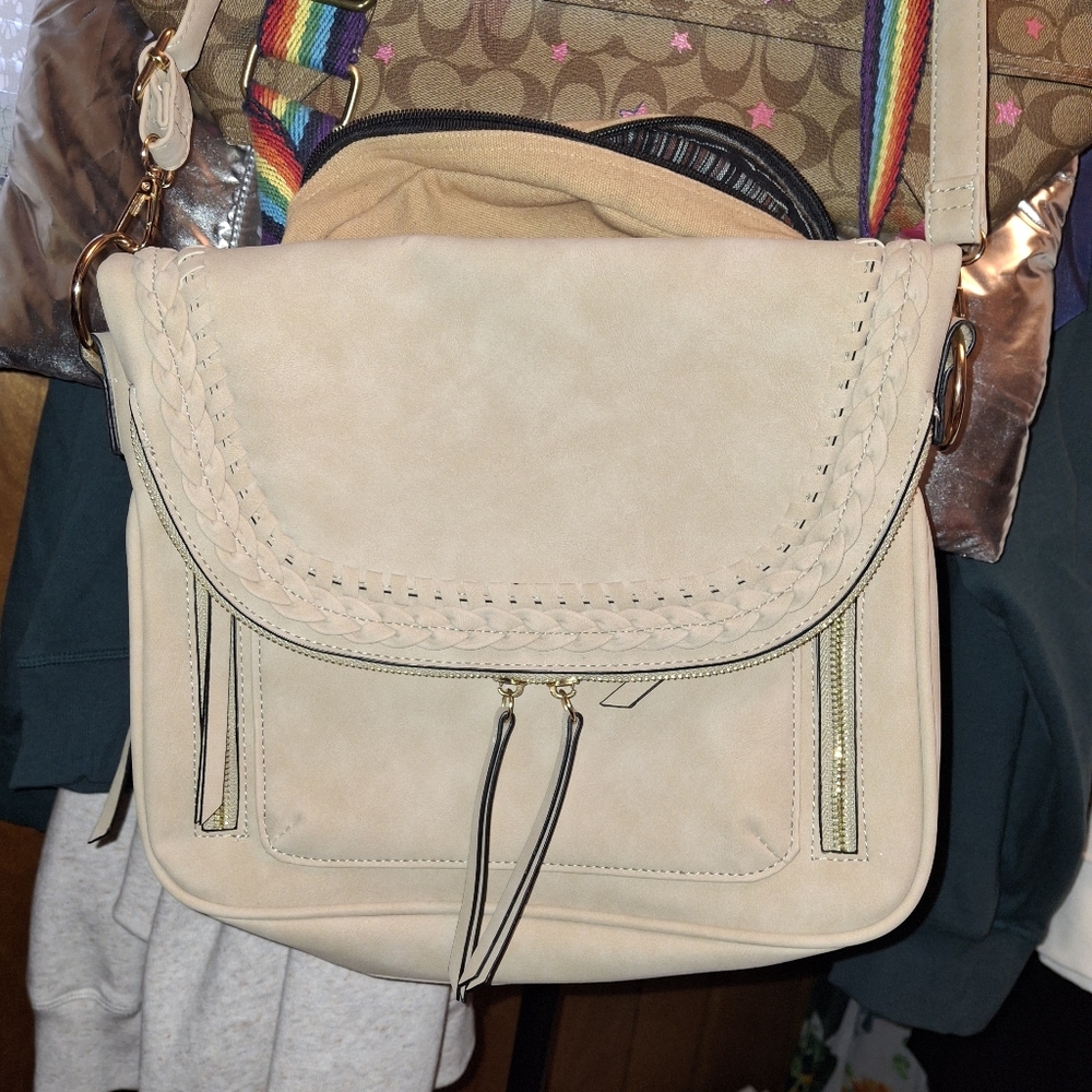 Faux Suede Crossbody Bag NWOT